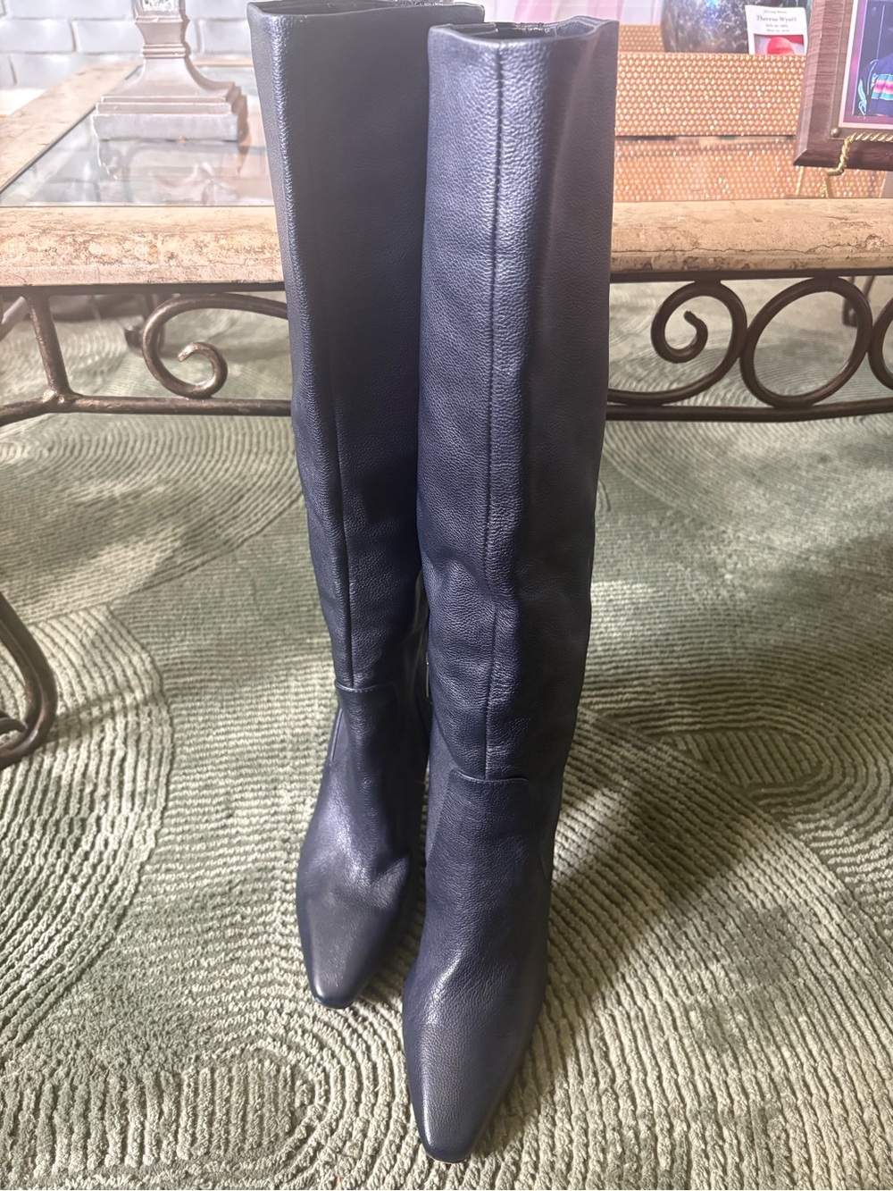 Vince Camuto Black Over-The-Knee Pointed Leather Boots